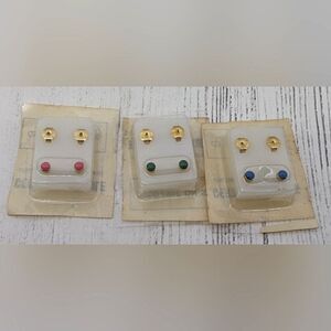 Gold Earrings Pierced Baby   3 sets New Vintage